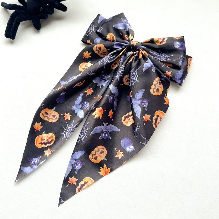 Wholesale  Hair Accessories Ghost  Web Streamer Spring Clip Pumpkin Hair Clip Fabric Print Clip Party Dress up