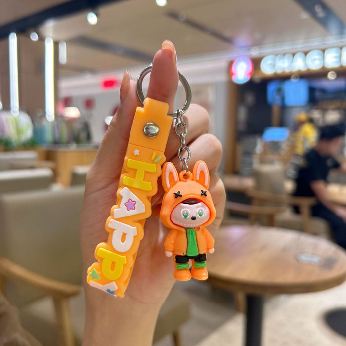 Wholesale Cute cartoon silicone keychain with cute little monster keychain for sweatshirt