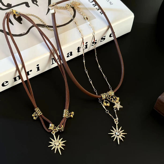Wholesale Eight pointed star necklace, niche design, collarbone chain, double-layer stacked necklace