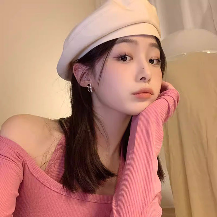 Wholesale Black velvet pearl earrings with a light luxury temperament, C-shaped earrings, retro earrings