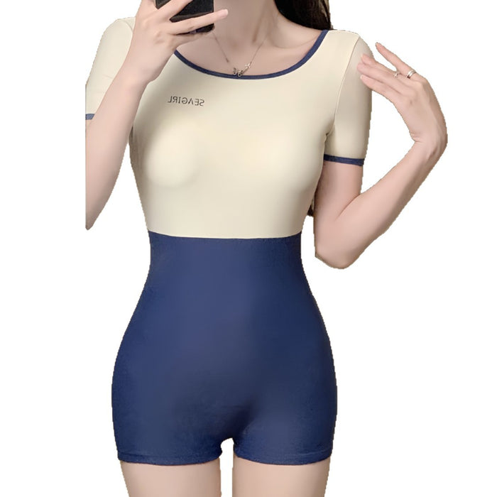 Wholesale Swimsuit Swimsuit Swimming Pool Special Racing Color Collision Conservative Flat Corner Swimsuit Hot Spring Beach Vacation