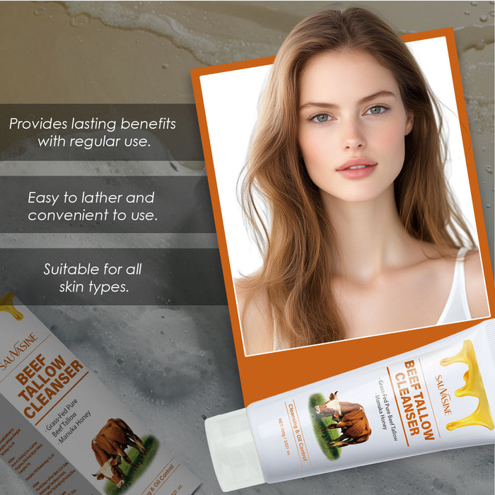 Wholesale Cow fat facial cleanser 100g mild cleansing and brightening skin tone facial cleanser