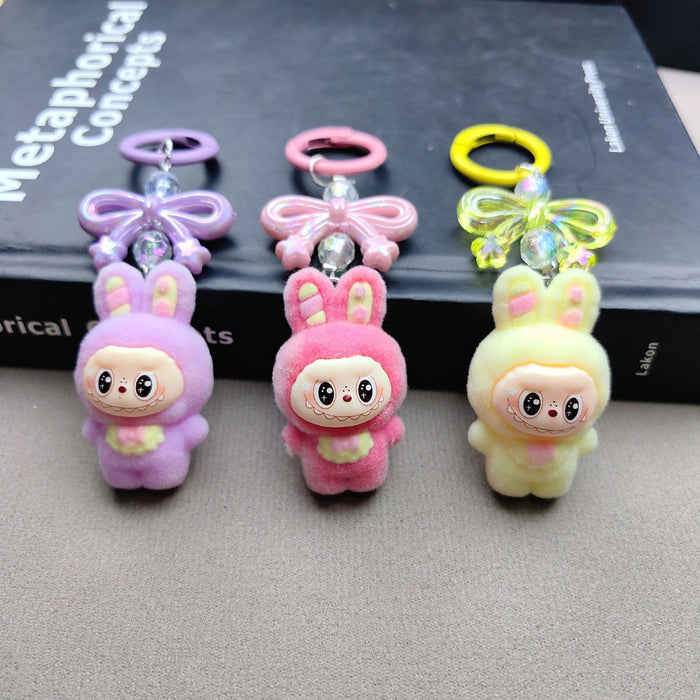 Wholesale Cute Cartoon Flocked bow keychain