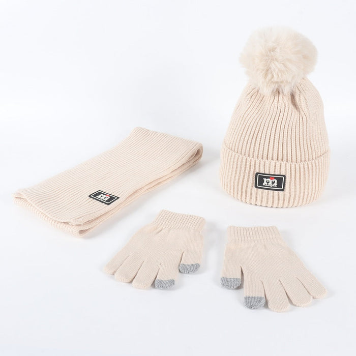 Wholesale Hat Wool Solid Color Warm Scarf Gloves Set JDC-FH-JunC001