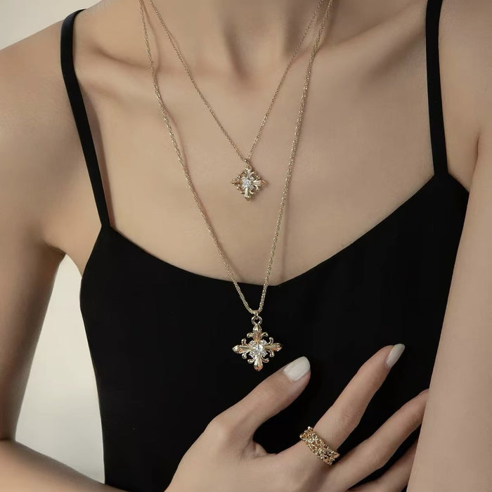 Wholesale Minimalist Iris Flower Pendant Necklace For Women Gold Plated Chic Gift Jewelry