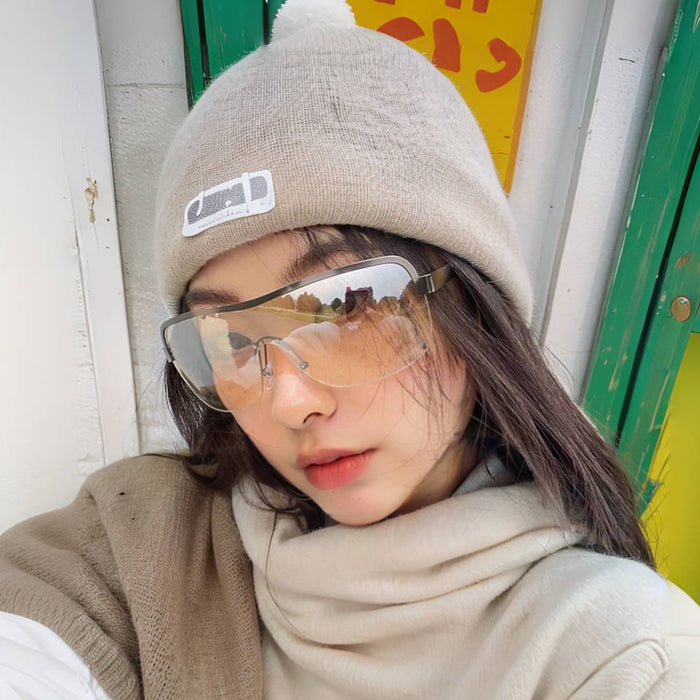 Wholesale Riding windproof sports sunglasses, integrated sunglasses, oversized frame, high-end metal goggles