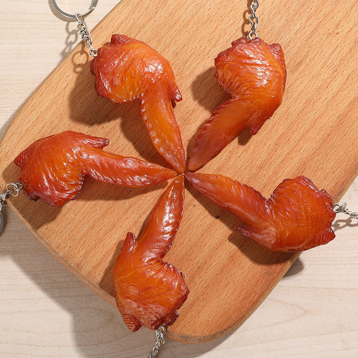 Wholesale PVC Simulated Food Keychain Realistic Chicken Leg Wings Braised Pork Design Chic Bag Charm For Car Keys MOQ≥5