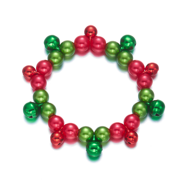Wholesale Christmas Beaded Bracelet Tree Elk Pendant Zinc Alloy Elastic Jewelry Accessory for Party