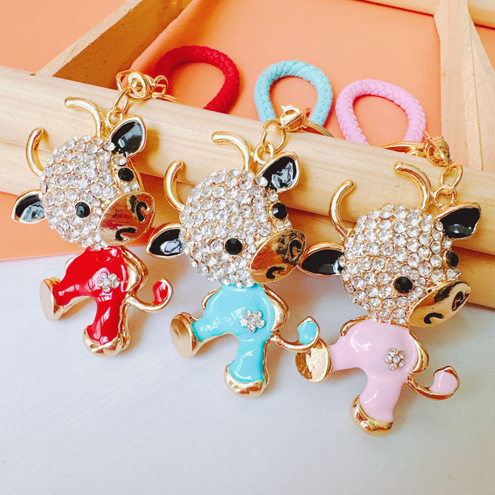 Wholesale Rhinestone Dancing Calf Zinc Alloy Keychain JDC-KC-ZhanLun006