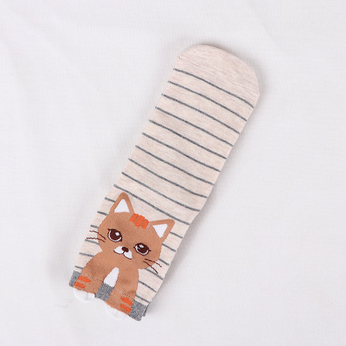 Wholesale women's socks spring and autumn striped new cotton socks cartoon socks children's