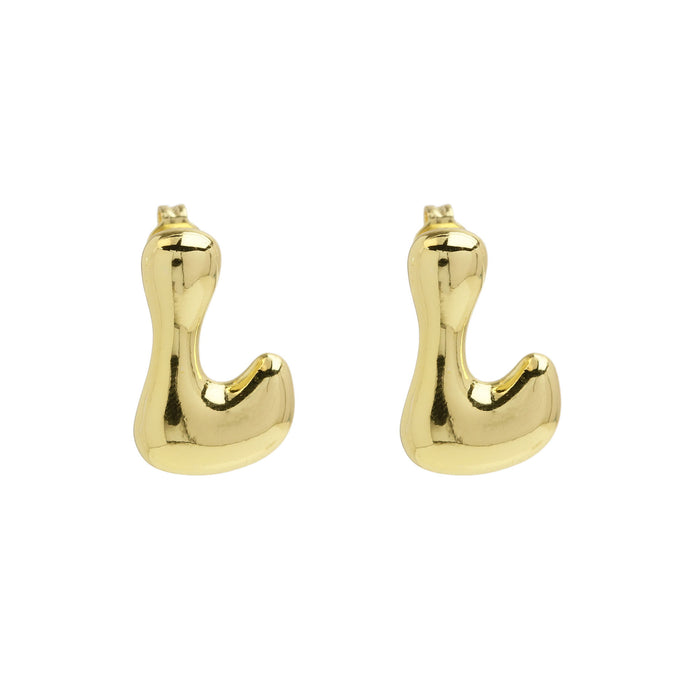 Wholesale 2PCS 18K Gold Brass 26 English Letters Earrings JDC-ES-BaiYi008