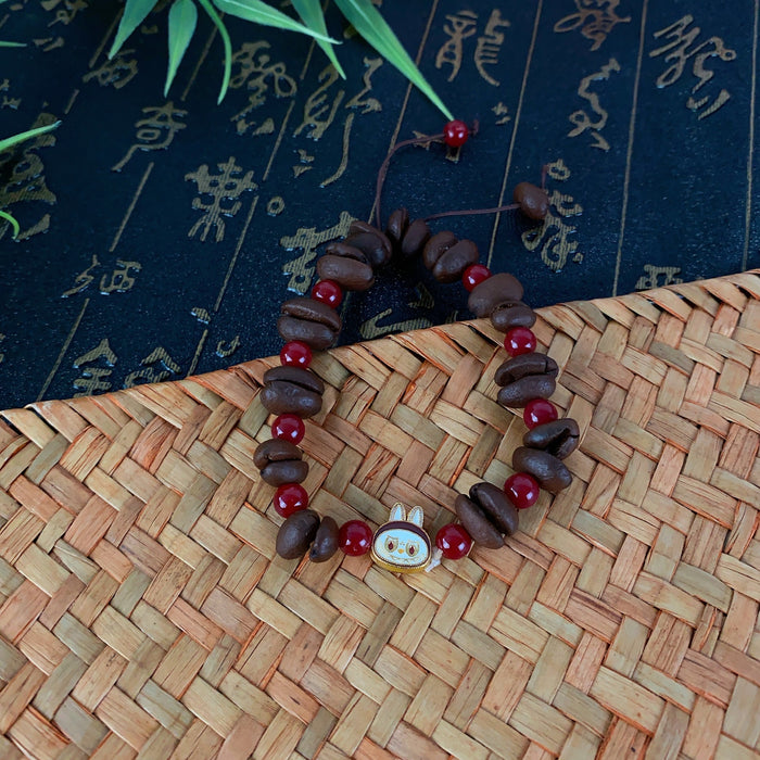 Wholesale Natural coffee bean beaded bracelets cute braided rope bracelets niche personality hand jewelry trend