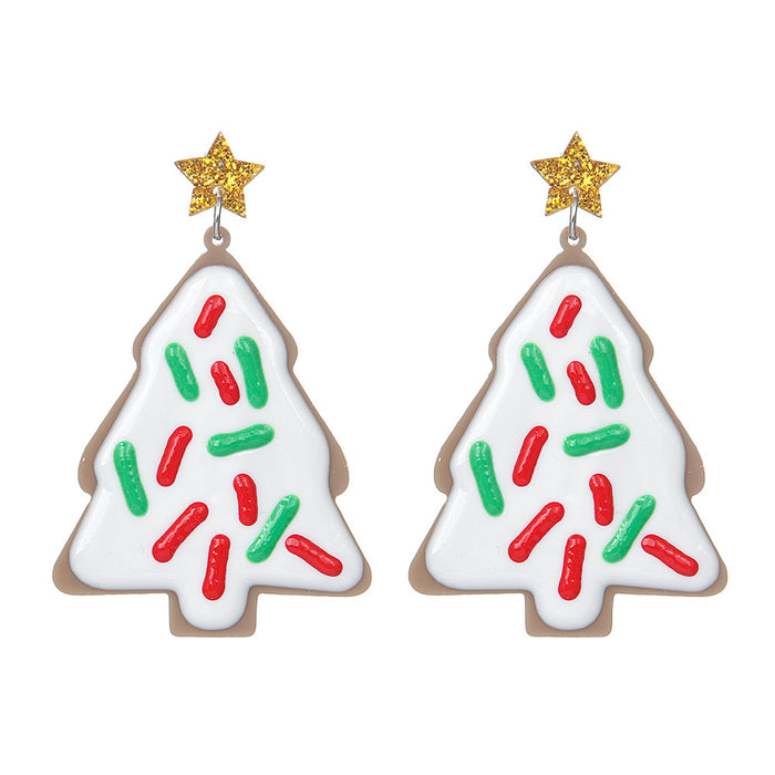 Wholesale  Acrylic Earrings White Painted Acrylic Splicing Christmas Tree Earrings Earrings for Women