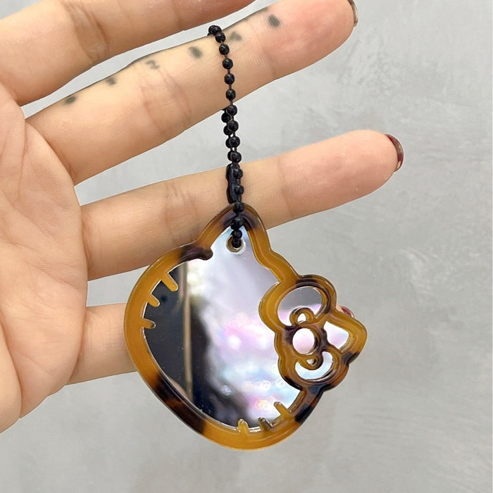 Wholesale Cartoon cat acetate leopard print makeup mirror keychain