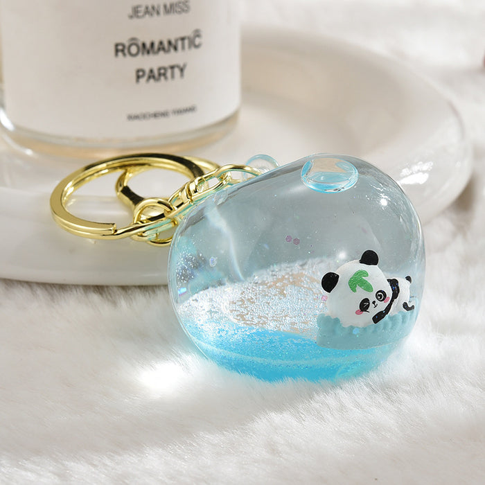 Wholesale Acrylic Liquid Cute Panda Fashion Keychain JDC-KC-ShuangD007