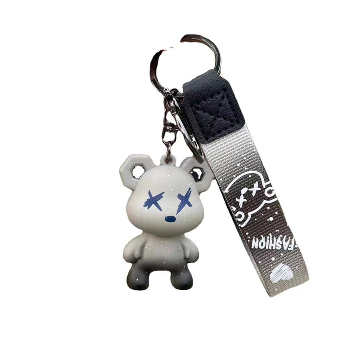 Wholesale  Cute Cartoon Silicone Bear Keychain Couple Doll Small Pendant Car Key Chain