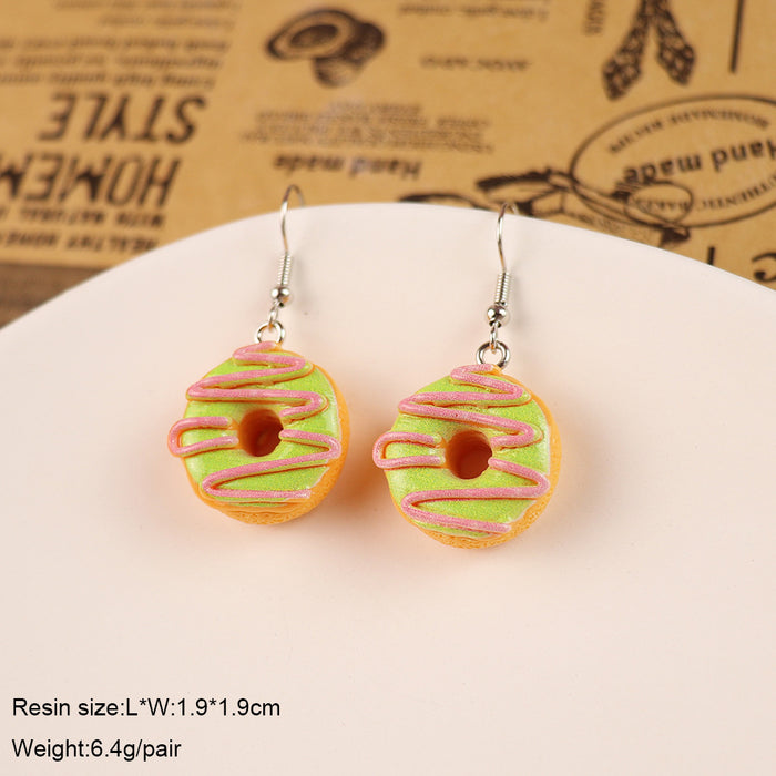 Wholesale Cute Green Donut Earrings - Fashion Food Accessory Gift
