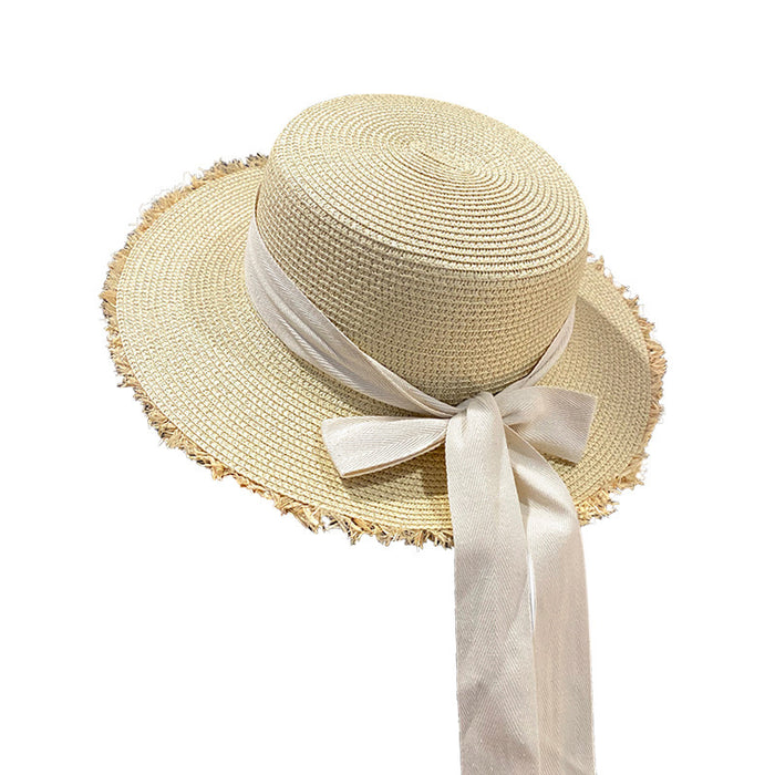 Wholesale Lafite Grass Edge Splicing Hat Sunshade Hat Artistic Bow