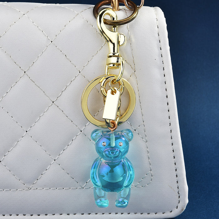 Wholesale New Keychain 3D Bear Bag Pendant Women's Bag Jewelry Colorful Bear Car Key Pendant