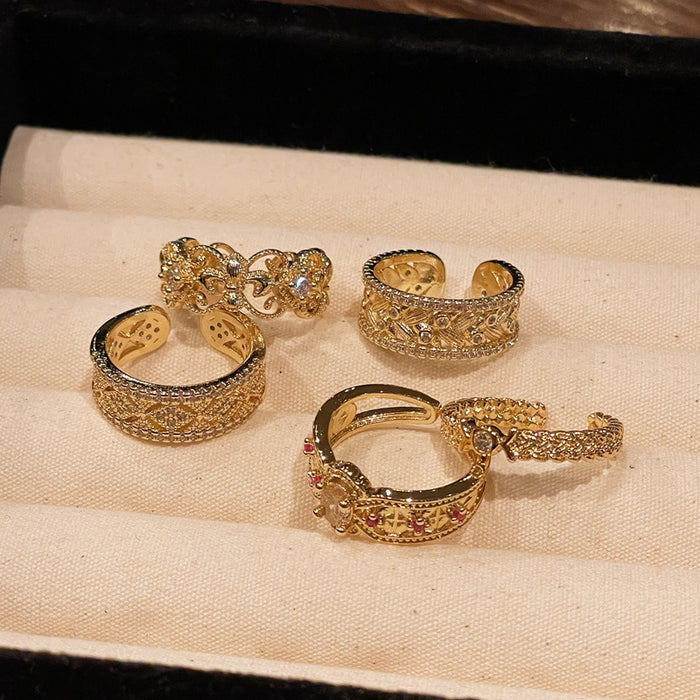 Wholesale Vintage Open End Ring with Full Diamond Zirconia Micro Inlay, Unique Design, High End, Personalized Accessory