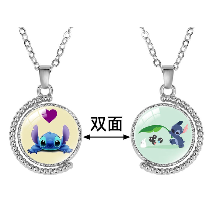 Wholesale Creative double-sided rotating cartoon character pendant necklace