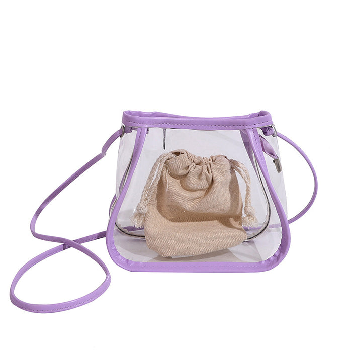 Wholesale Street Trend Transparent Bucket Bag PU Small Handbag for Women Fashion Accessory