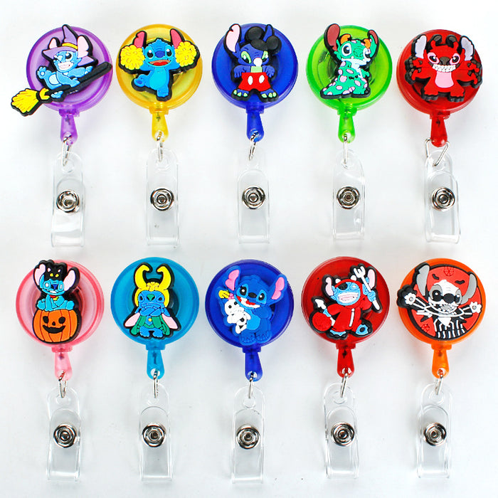 Wholesale Cartoon Badge Scroll Retractable Plastic Keychain JDC-KC-LuoKe007