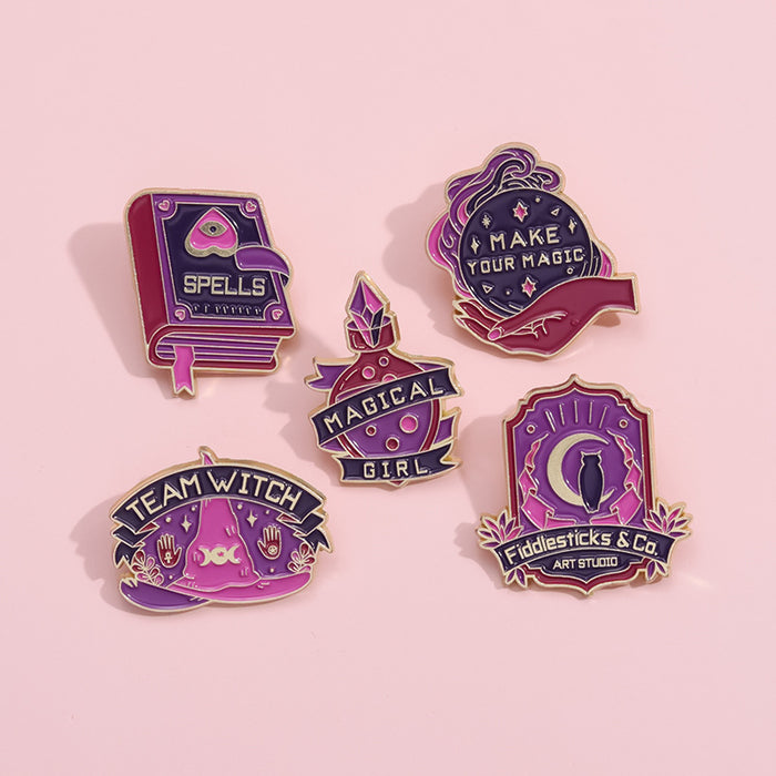 Wholesale Zinc Alloy Purple Romantic Brooch Set Dreamy Design Fashion Accessory