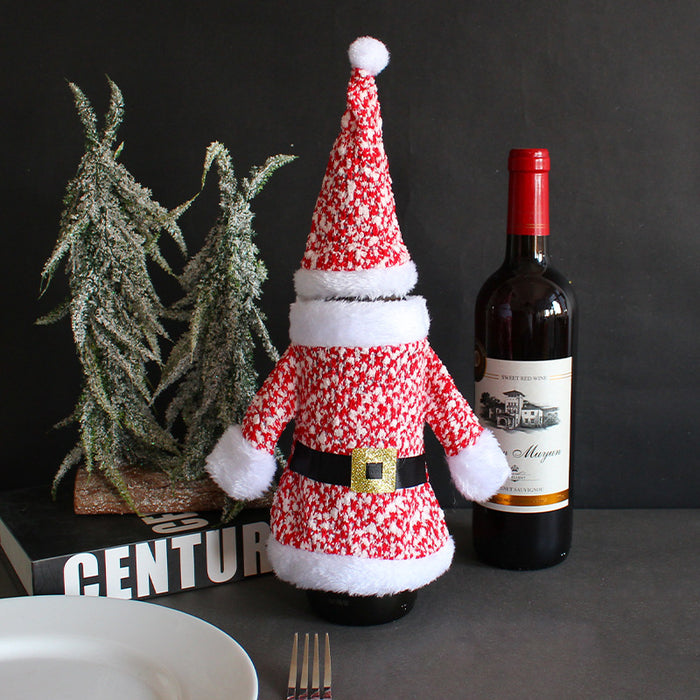 Wholesale Christmas Decorations New Clothes Hats Wine Bottle Set Knitted Three-dimensional Red Wine Set Dining Table Wine Bag