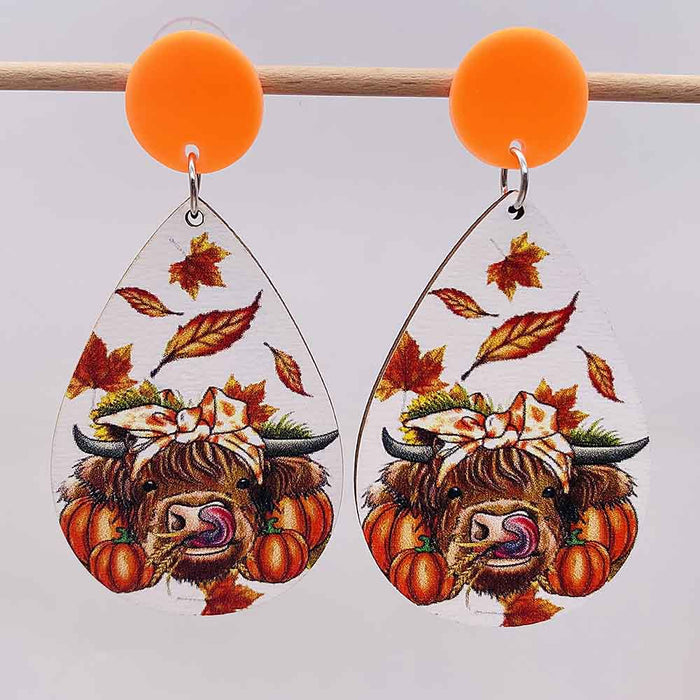 Wholesale Autumn Thanksgiving Wooden Earrings JDC-ES-Susheng003