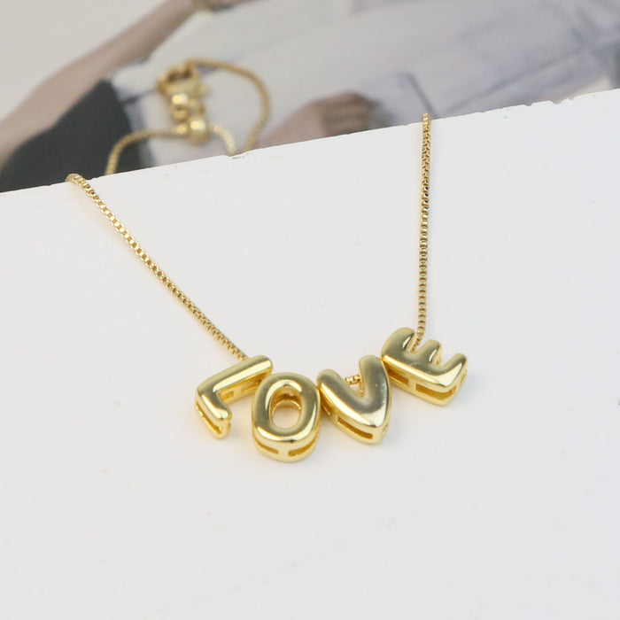 Wholesale LOVE/MAMA/MOM Brass Letter Necklace JDC-NE-BaiYi010