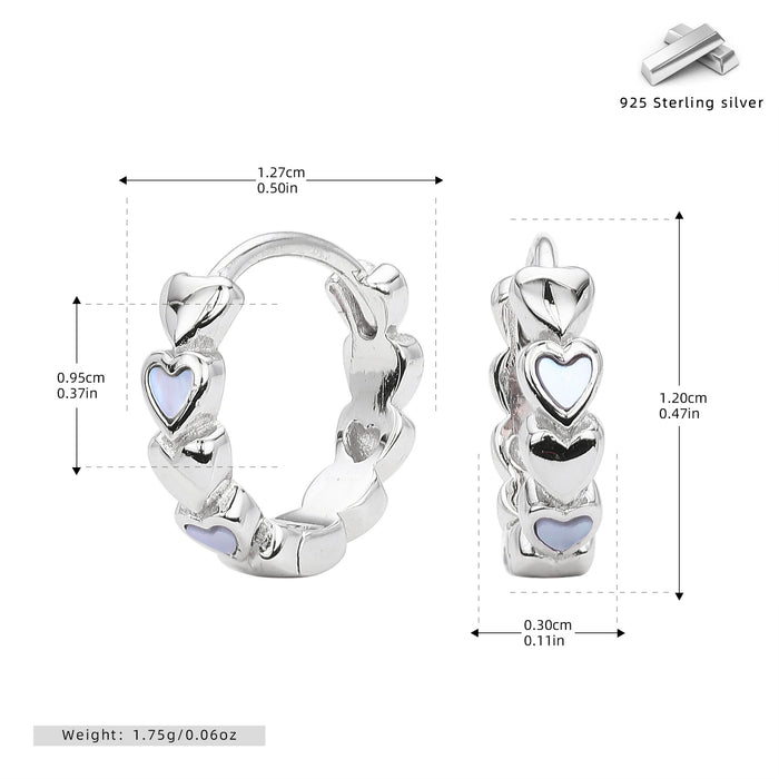 Wholesale Sterling Silver Earrings Zirconium Heart-Shaped Shell Earrings Accessible Jewelry