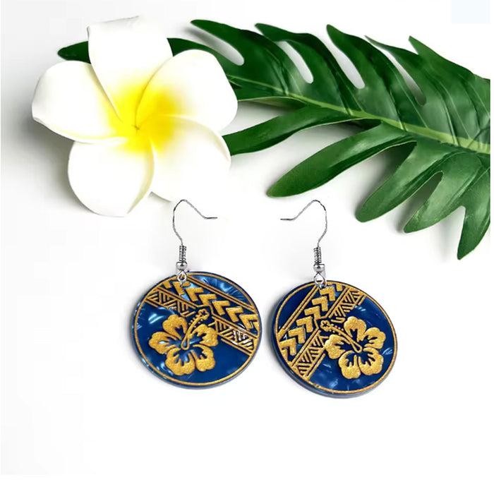 Wholesale Stylish Hibiscus Flower Drop Earrings Acrylic Floral Print Jewelry Accessory MOQ≥2