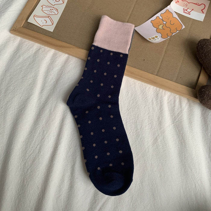 Wholesale Mid length socks with personalized daily contrasting colors, retro style socks