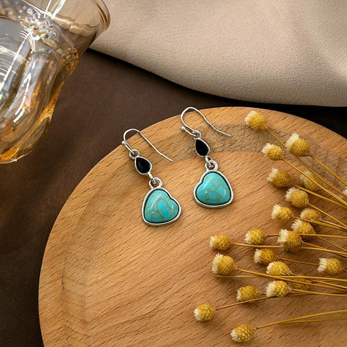 Wholesale Retro Feather Turquoise Earrings Dragonfly  Drop Round Earrings