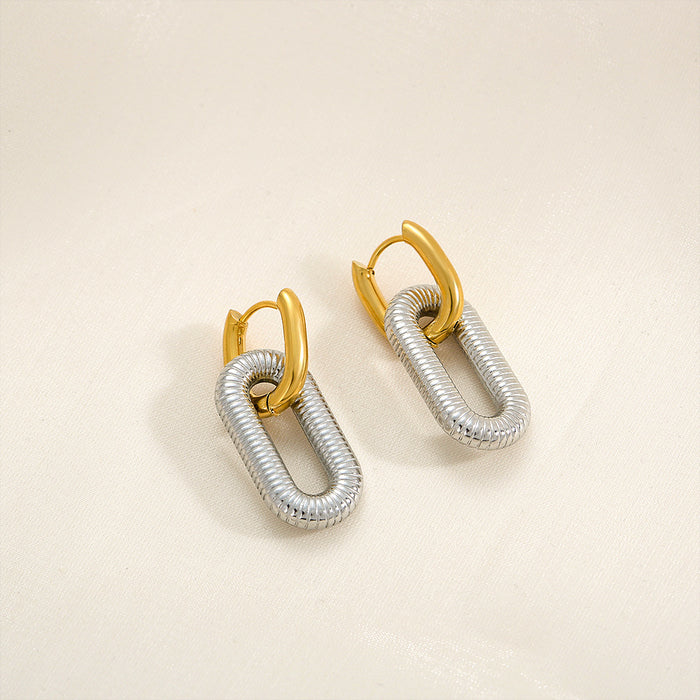Wholesale Statemente Earrings Stainless Steel Square Thread Earrings