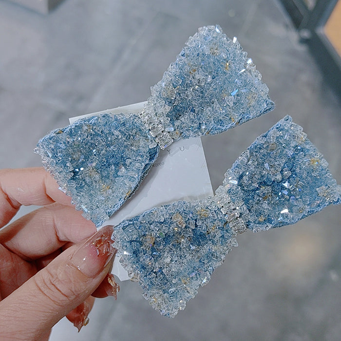Wholesale blue bow full crystal Hair Clips hair accessories