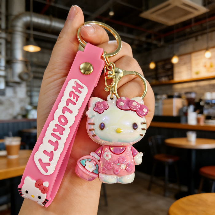 Wholesale Electroplated cartoon cat silicone keychains