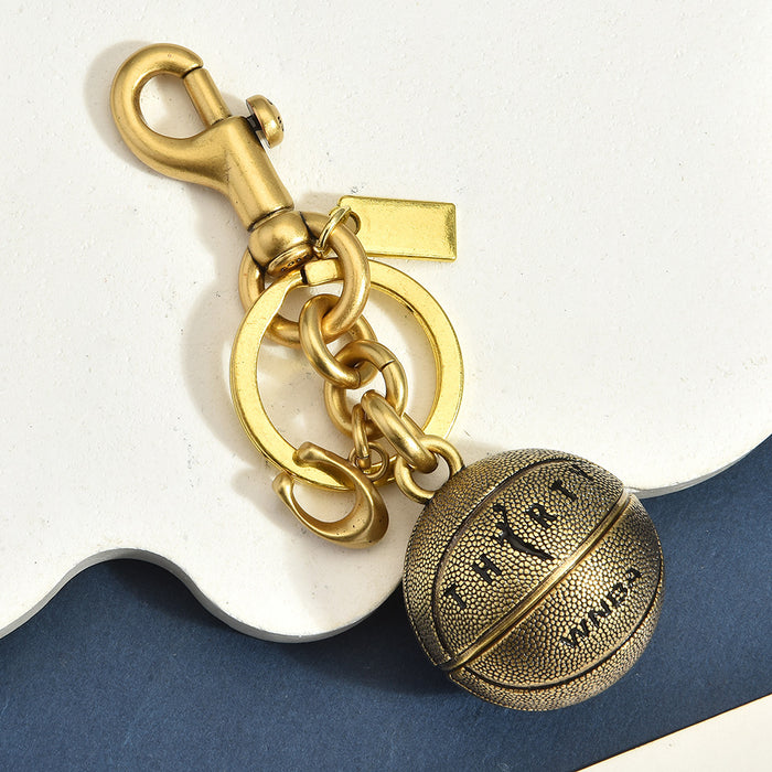 Wholesale Retro Distressed Basketball Keychain Alloy Bag Charm Stylish