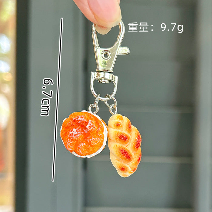 Wholesale French alkaline bread keychain small pendant girls bag student backpack pendant