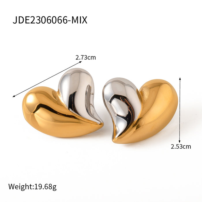 Wholesale 18K Gold Exaggerated Heart-shaped Earrings Stainless Steel Earrings JDC-ES-JD001