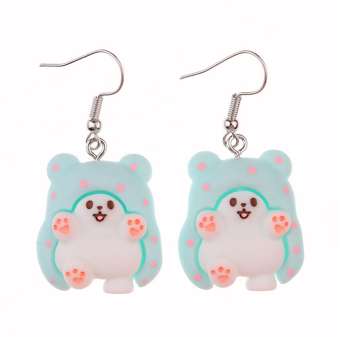 Wholesale Cartoon Animal Hopping Bear Earrings JDC-NS-NiQing013