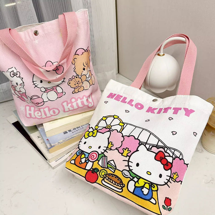 Wholesale Cartoon-Style Large-Capacity Canvas Shoulder Bag with Button Closure
