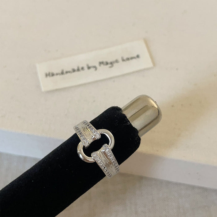 Wholesale Matte Metal and Zircon Ring
