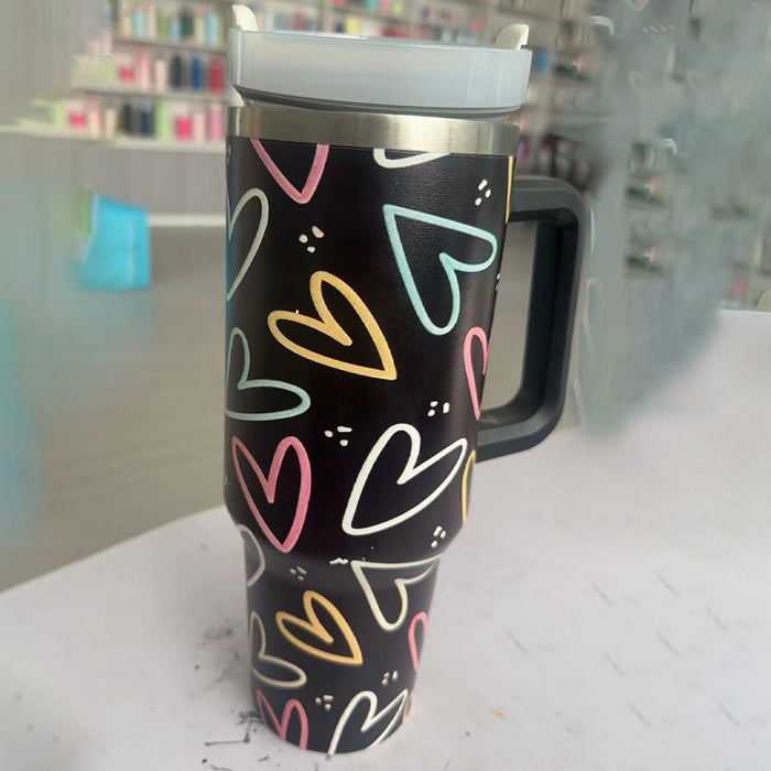 Wholesale Bull Head Print 40oz ice bullies cup Stainless Steel Car Cup with Handle