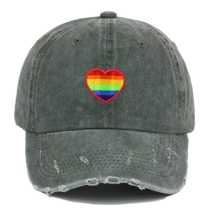 Wholesale Cotton Rainbow Heart Embroidery Baseball Cap  JDC-FH-ChenSheng001