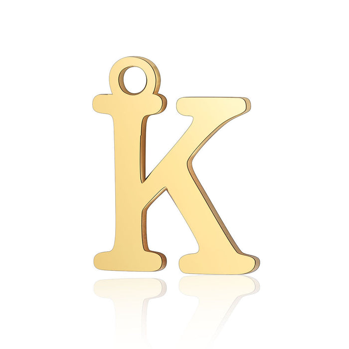 Wholesale 5 Pcs Titanium Steel Letter 26 Gold Capital English Letter Pendants JDC-PT-QZ001