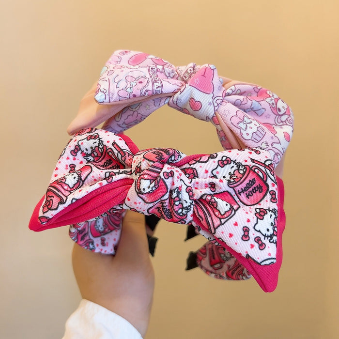 Wholesale Cartoon Cute Color Matching Temperament Double Layered Bow Headband （S） JDC-HD-Huaj020