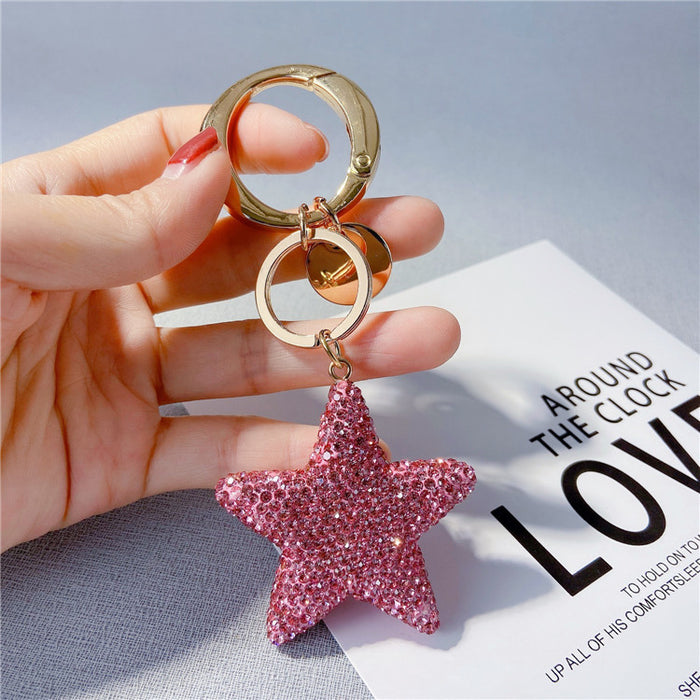 Wholesale Rhinestone Five-pointed Star Keychain JDC-KC-LX056