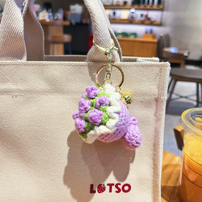 Wholesale Original Plush Handheld Flower Keychain Simulation Red Rose Sunflower Bag Pendant